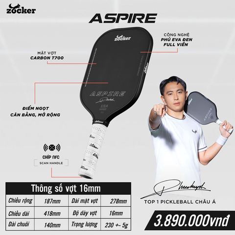 Vợt Pickleball Zocker Aspire ASP25-16mm