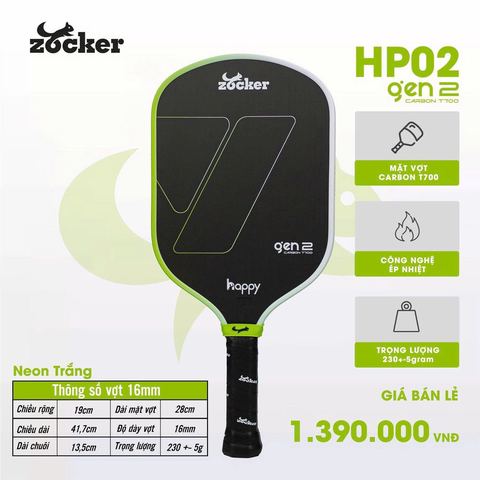 Vợt Pickleball Zocker HP02 gen 2-16mm